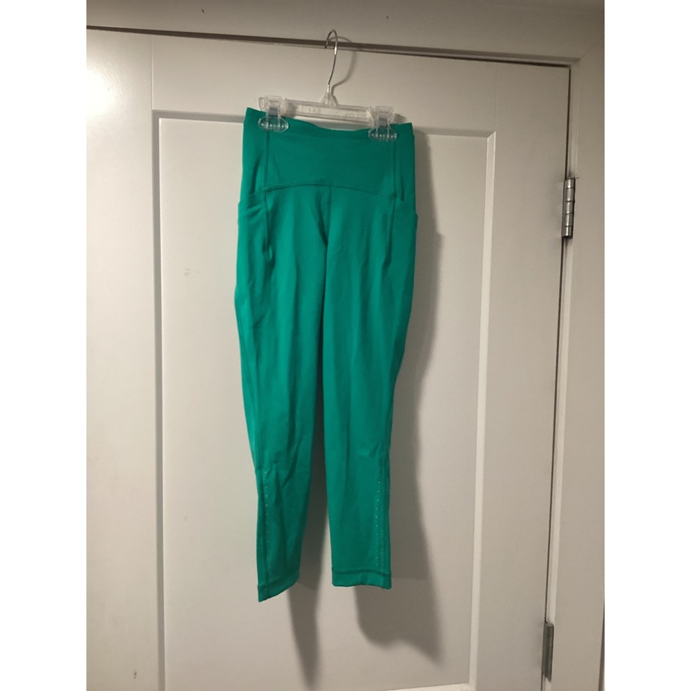 Lululemon Fast and Free High-Rise Crop Nulux Green Leggings Size 0 LW6CBKS